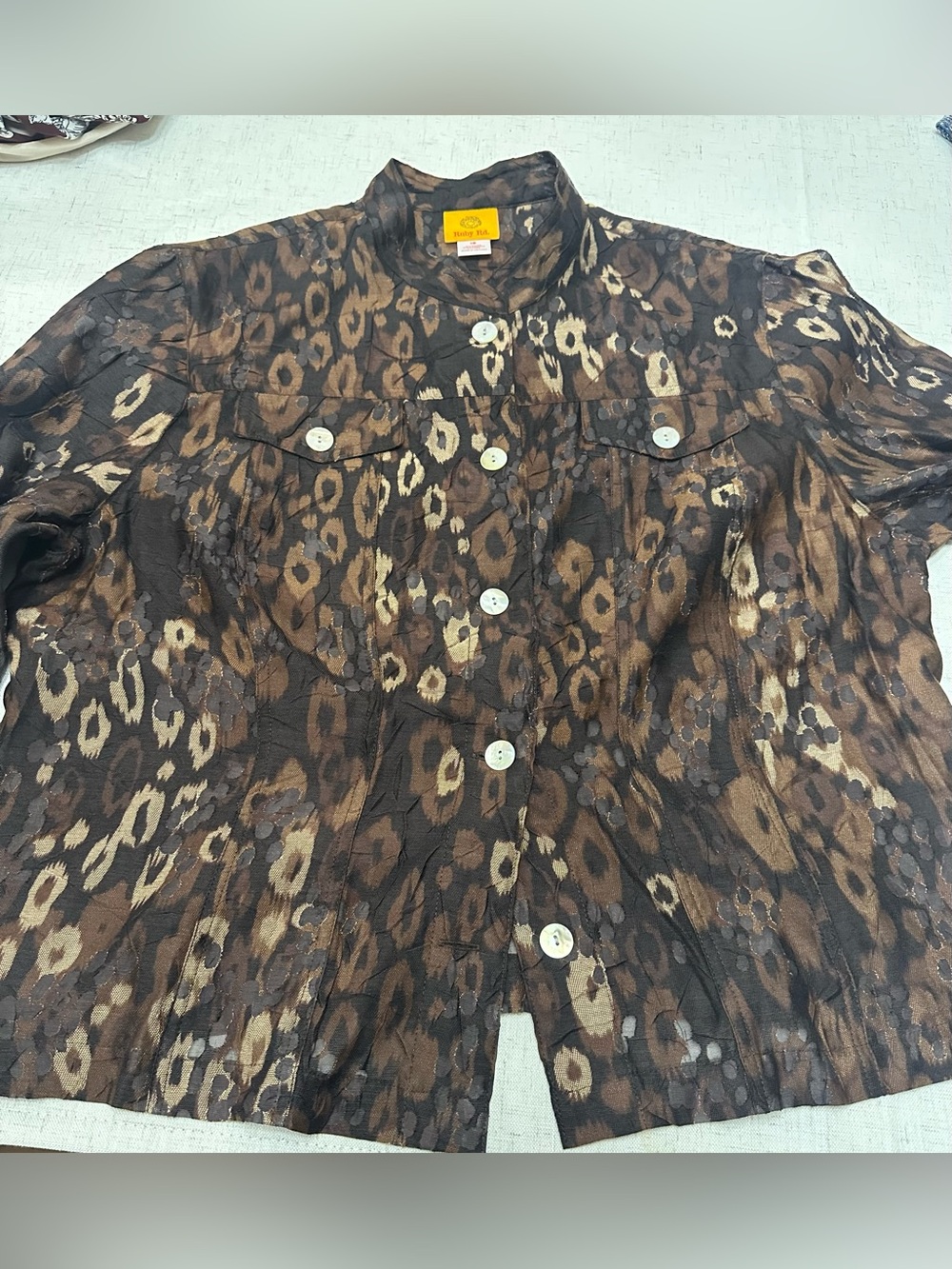 Ruby Rd. Brown Patterned Button-Front Blazer - Picture 4 of 9